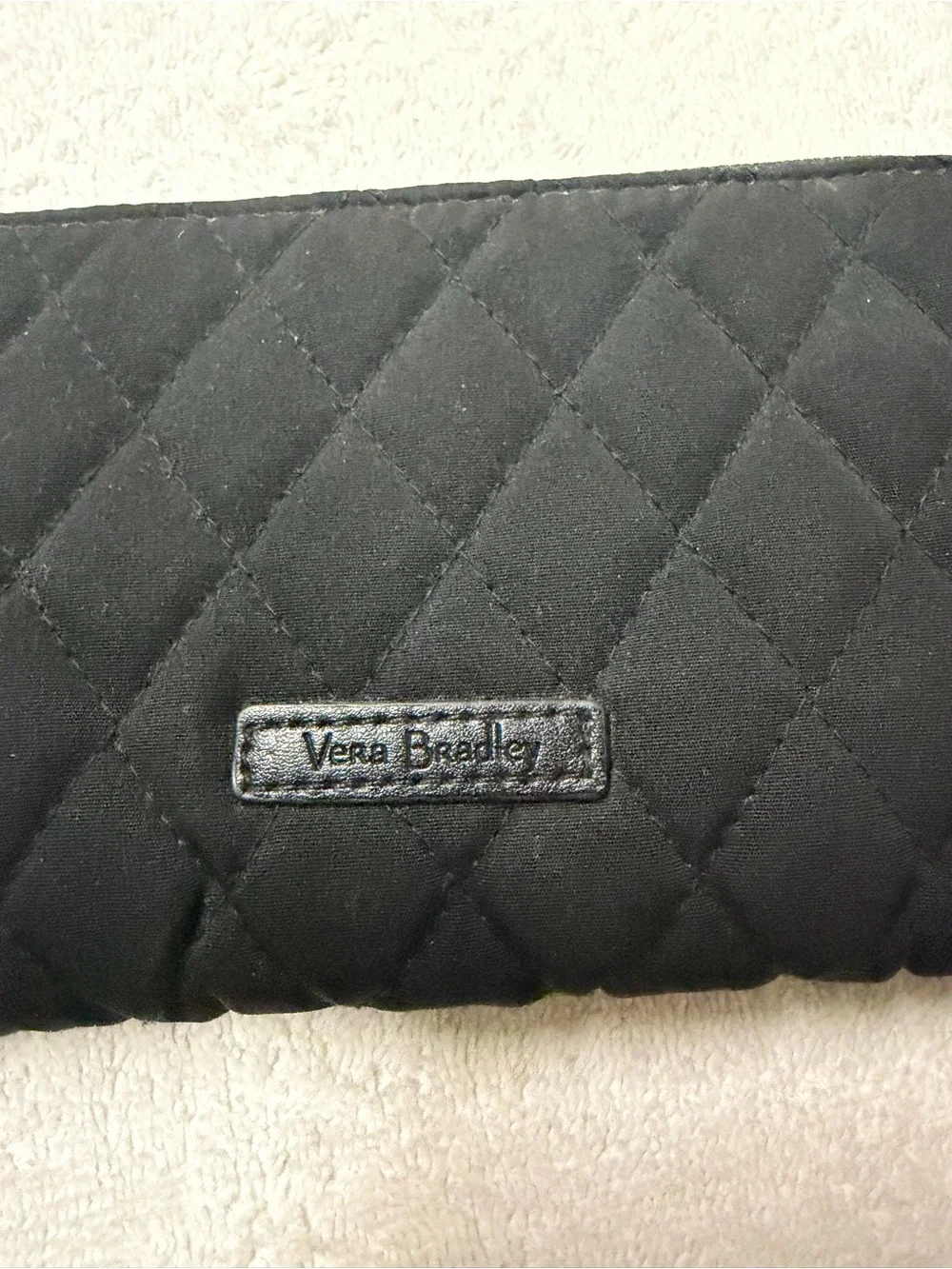 Vera Bradley Black Quilted Continental Zip Wallet Organizer